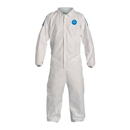 Dupont Disposable Coveralls, Dual Coverall, 2XL, Serged Seam, White Front, Blue Back TD125SWB2X0025CM